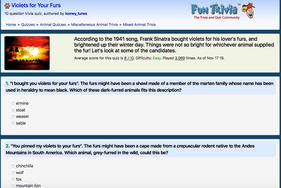 Violets For Your Furs